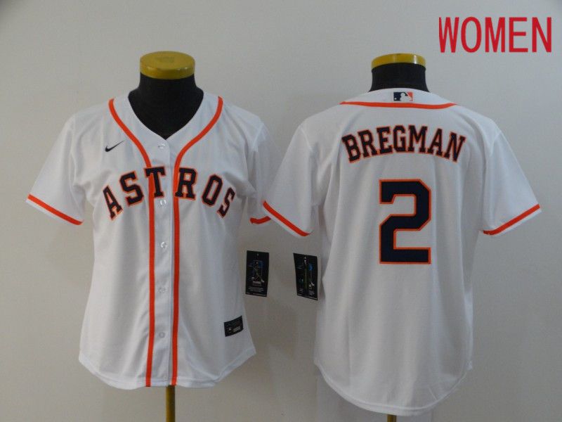 Women Houston Astros 2 Bregman White Nike Game MLB Jerseys